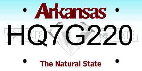 HQ7G220 Arkansas License Plate