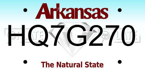 HQ7G270 Arkansas License Plate