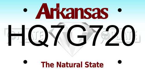 HQ7G720 Arkansas License Plate