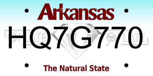 HQ7G770 Arkansas License Plate