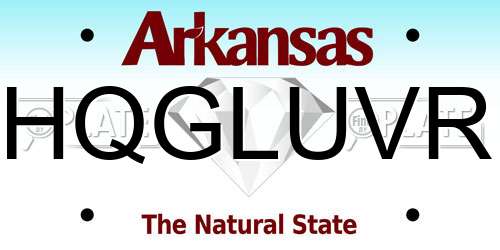 HQGLUVR Arkansas License Plate