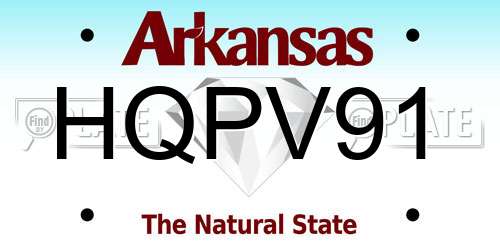 HQPV91 Arkansas License Plate