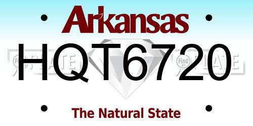 HQT6720 Arkansas License Plate