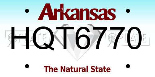 HQT6770 Arkansas License Plate