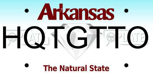 HQTGTTO Arkansas License Plate