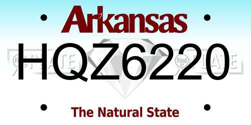 HQZ6220 Arkansas License Plate
