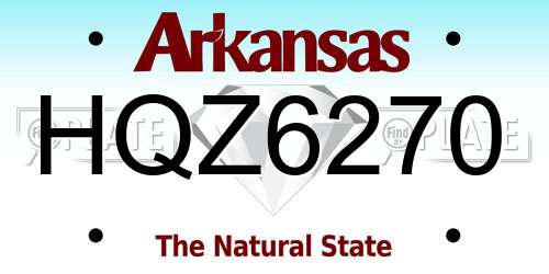 HQZ6270 Arkansas License Plate