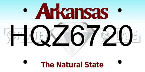HQZ6720 Arkansas License Plate