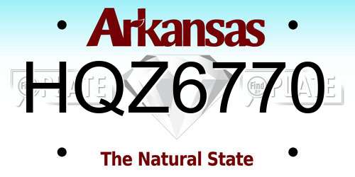 HQZ6770 Arkansas License Plate