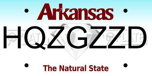 HQZGZZD Arkansas License Plate