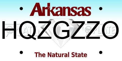 HQZGZZO Arkansas License Plate