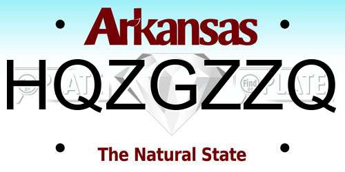 HQZGZZQ Arkansas License Plate