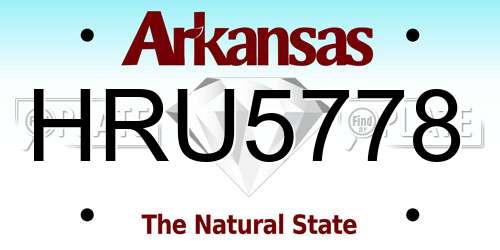HRU5778 Arkansas License Plate