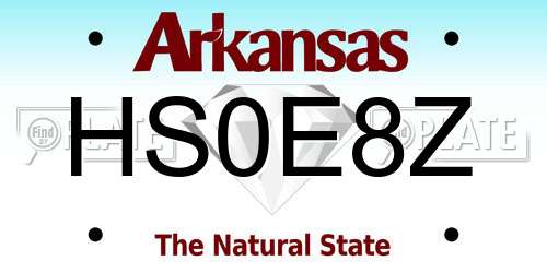 HS0E8Z Arkansas License Plate