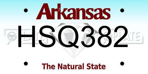 HSQ382 Arkansas License Plate
