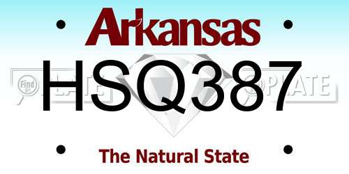 HSQ387 Arkansas License Plate