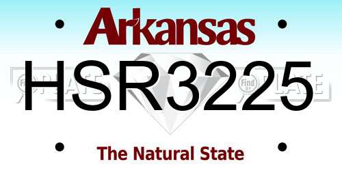 HSR3225 Arkansas License Plate