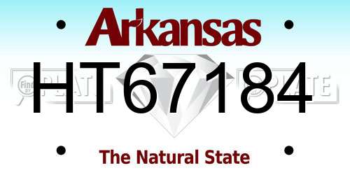 HT67184 Arkansas License Plate