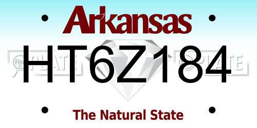 HT6Z184 Arkansas License Plate