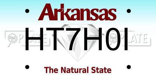 HT7H0I Arkansas License Plate