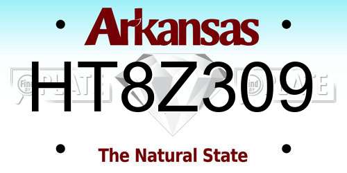 HT8Z309 Arkansas License Plate