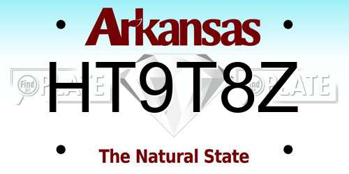 HT9T8Z Arkansas License Plate