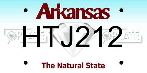 HTJ212 Arkansas License Plate
