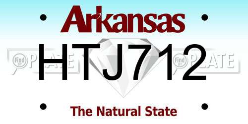 HTJ712 Arkansas License Plate