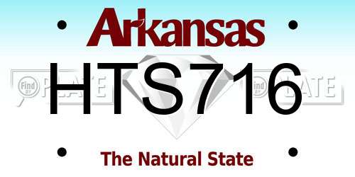 HTS716 Arkansas License Plate