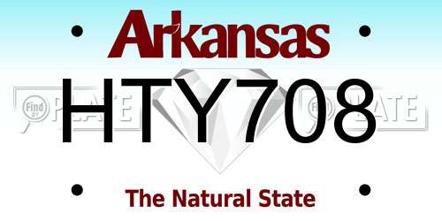 HTY708 Arkansas License Plate
