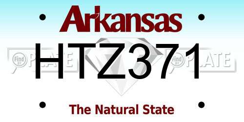 HTZ371 Arkansas License Plate