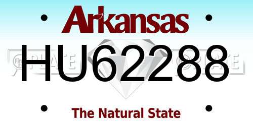 HU62288 Arkansas License Plate