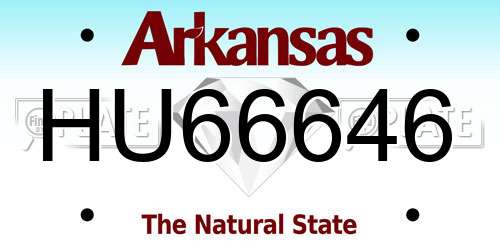 HU66646 Arkansas License Plate