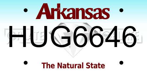 HUG6646 Arkansas License Plate