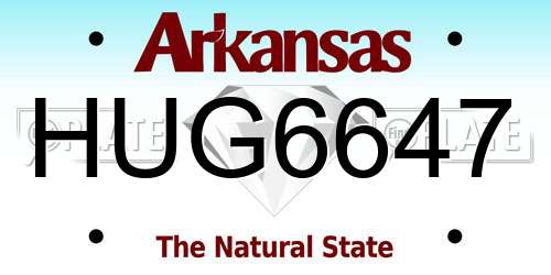 HUG6647 Arkansas License Plate