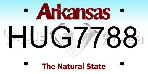 HUG7788 Arkansas License Plate