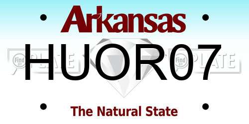 HUOR07 Arkansas License Plate