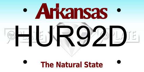 HUR92D Arkansas License Plate