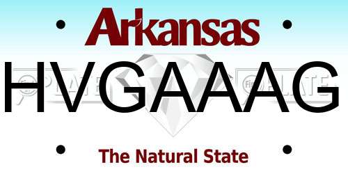 HVGAAAG Arkansas License Plate
