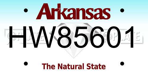 HW85601 Arkansas License Plate