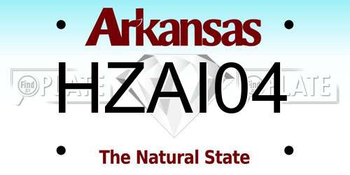 HZAI04 Arkansas License Plate