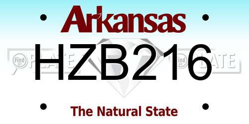 HZB216 Arkansas License Plate