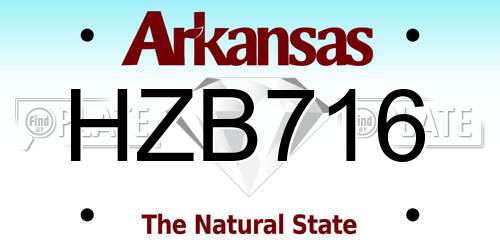 HZB716 Arkansas License Plate