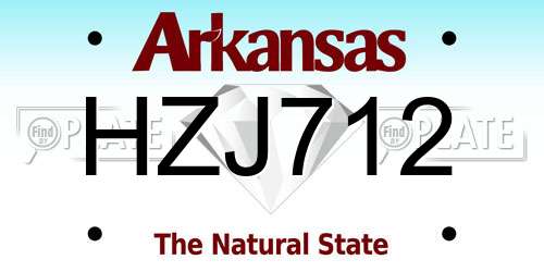 HZJ712 Arkansas License Plate