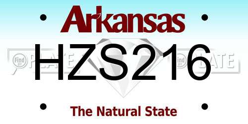 HZS216 Arkansas License Plate