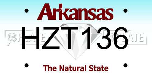 HZT136 Arkansas License Plate