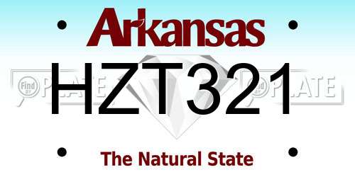 HZT321 Arkansas License Plate