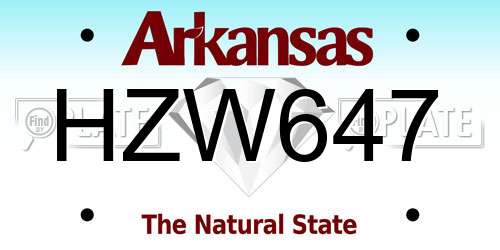 HZW647 Arkansas License Plate