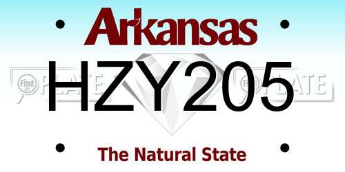 HZY205 Arkansas License Plate