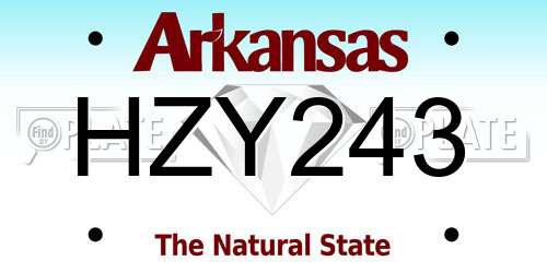 HZY243 Arkansas License Plate
